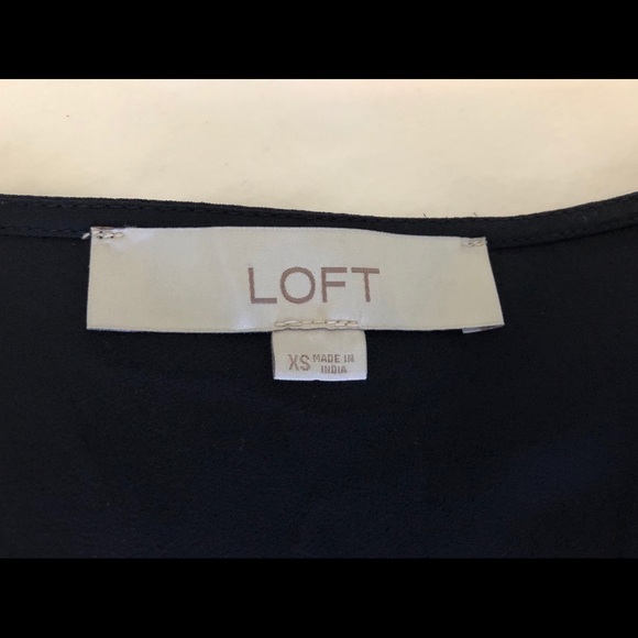 ❌Sold❌ Navy blue LOFT flutter sleeve wrap top - Picture 3 of 8